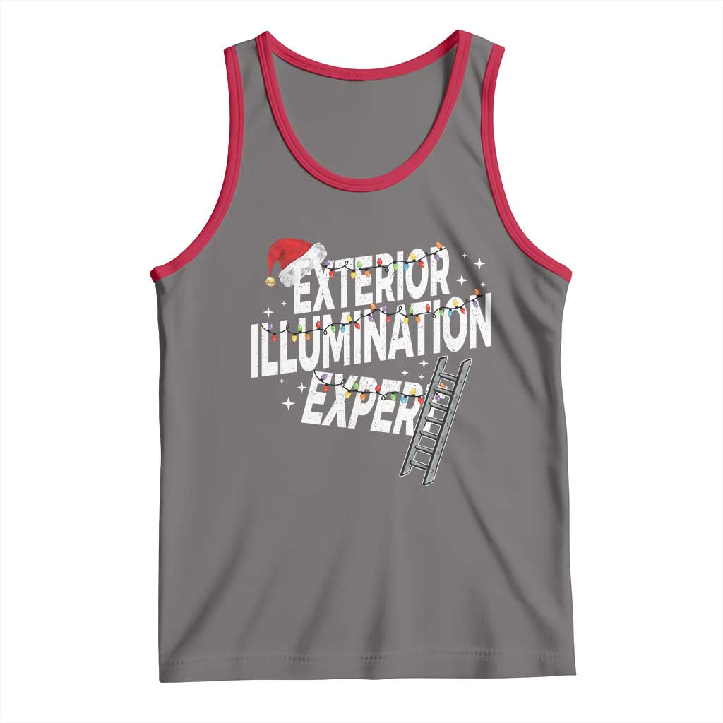 Funny Christmas Exterior Illumination Expert Tank Top Xmas Lights Decorator TS11 Deep Heather Red Print Your Wear