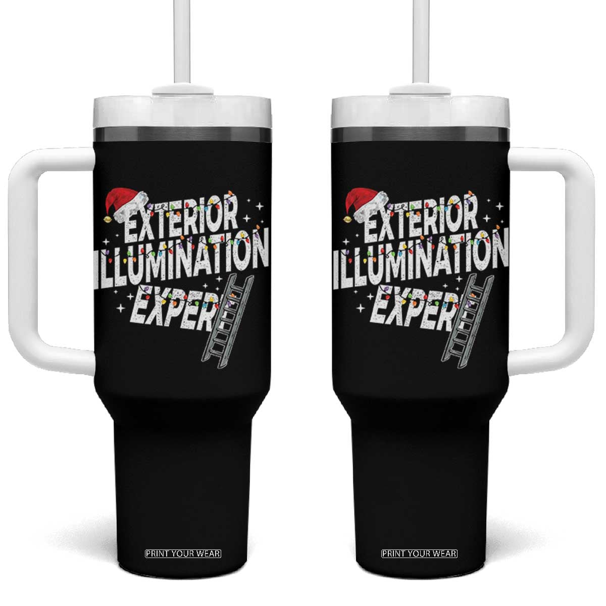 Funny Christmas Exterior Illumination Expert Tumbler With Handle Xmas Lights Decorator TS11 One Size: 40 oz Black Print Your Wear