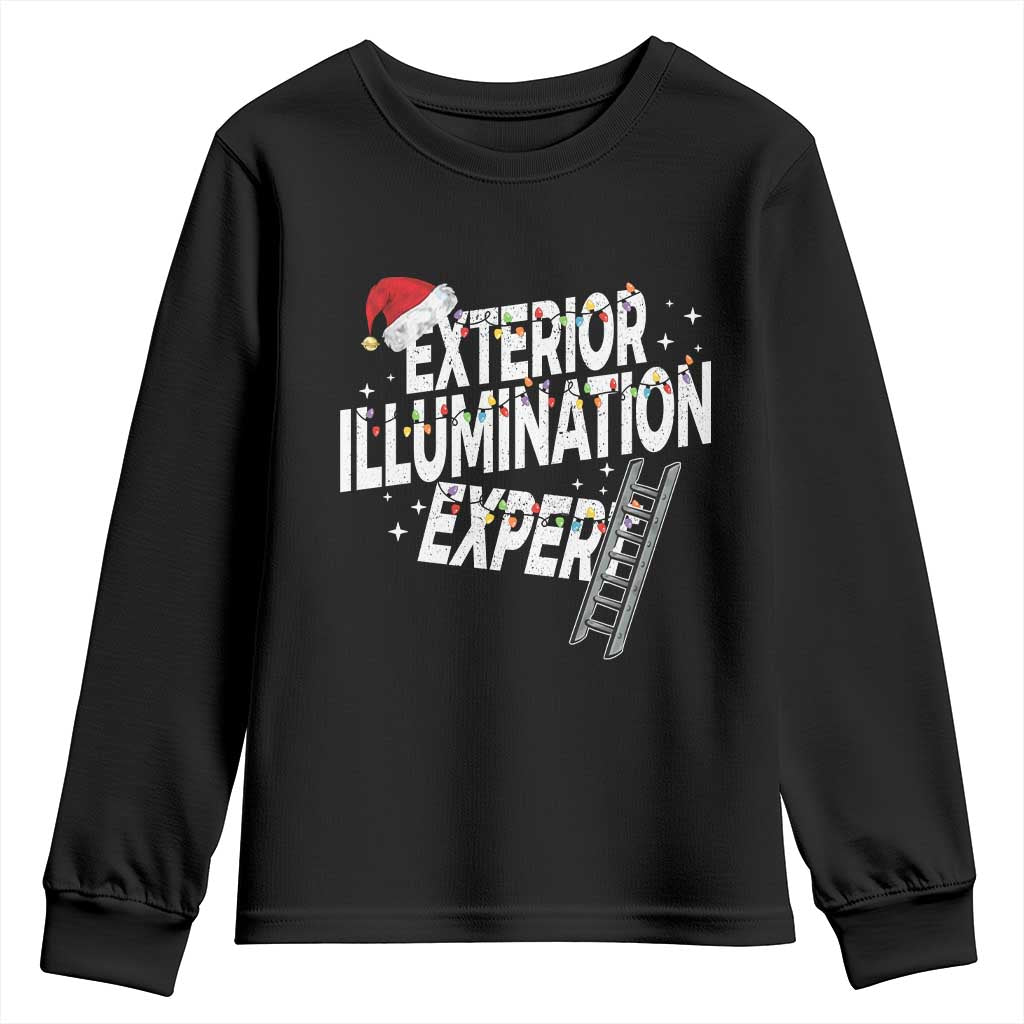 Funny Christmas Exterior Illumination Expert Youth Sweatshirt Xmas Lights Decorator TS11 Black Print Your Wear