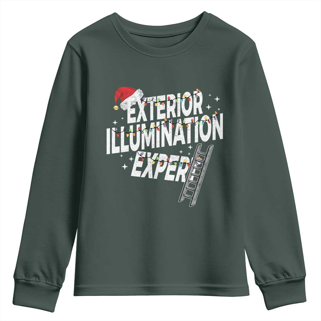 Funny Christmas Exterior Illumination Expert Youth Sweatshirt Xmas Lights Decorator TS11 Dark Forest Green Print Your Wear
