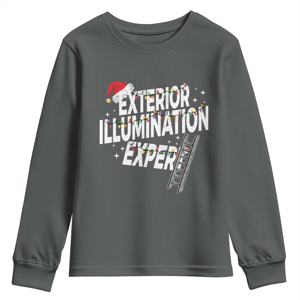 Funny Christmas Exterior Illumination Expert Youth Sweatshirt Xmas Lights Decorator TS11 Dark Heather Print Your Wear