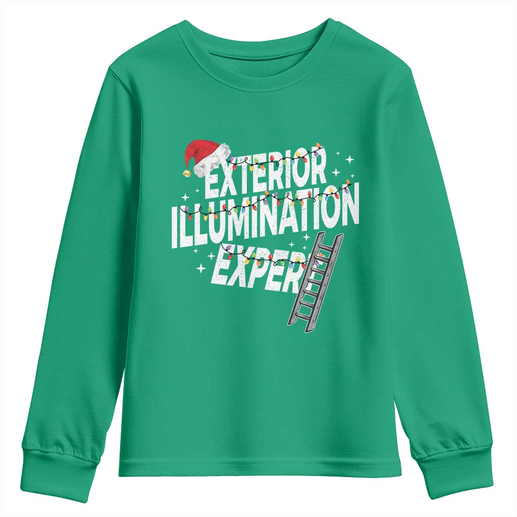 Funny Christmas Exterior Illumination Expert Youth Sweatshirt Xmas Lights Decorator TS11 Irish Green Print Your Wear