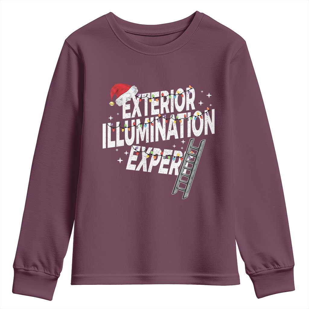Funny Christmas Exterior Illumination Expert Youth Sweatshirt Xmas Lights Decorator TS11 Maroon Print Your Wear