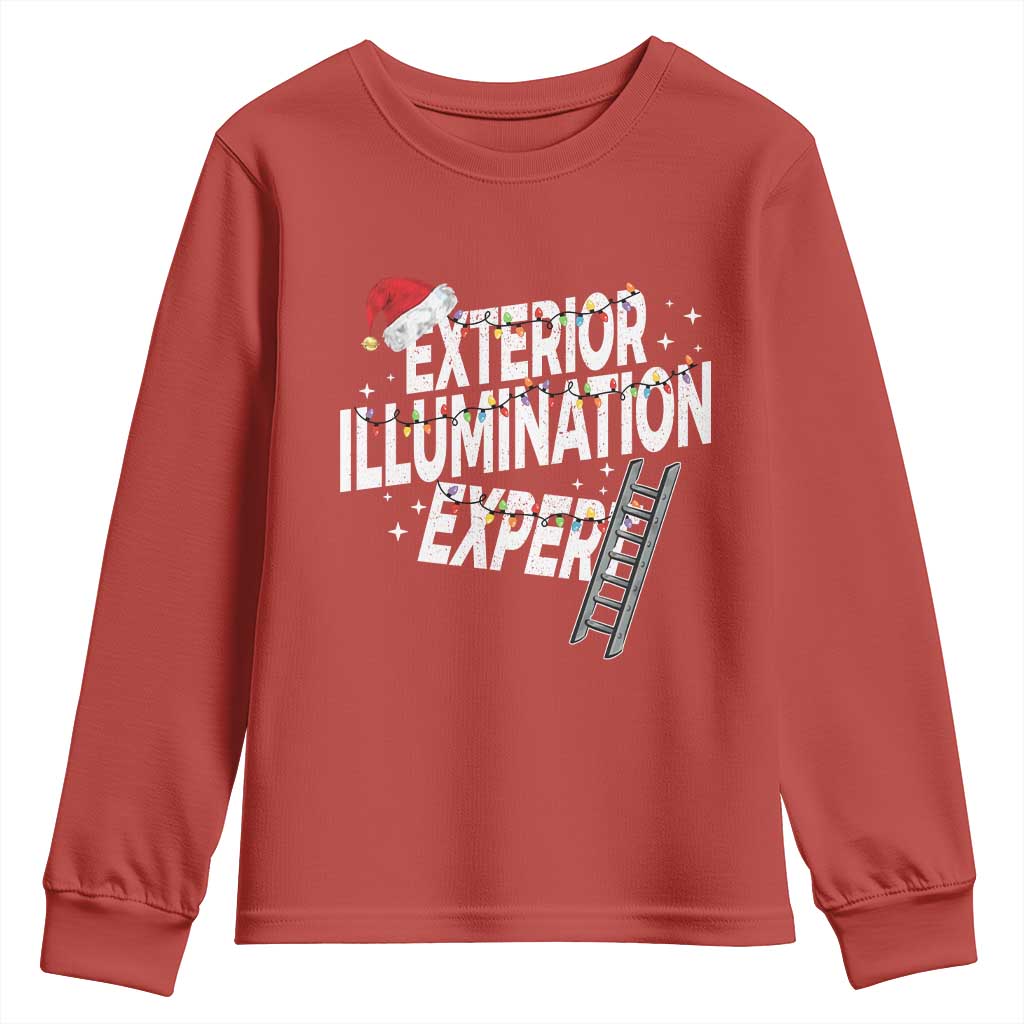 Funny Christmas Exterior Illumination Expert Youth Sweatshirt Xmas Lights Decorator TS11 Red Print Your Wear