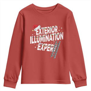 Funny Christmas Exterior Illumination Expert Youth Sweatshirt Xmas Lights Decorator TS11 Red Print Your Wear