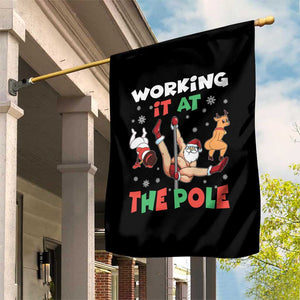 Funny Christmas Naughty Santa Garden Flag Working It At The Pole TS11 Print Your Wear