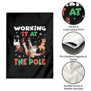 Funny Christmas Naughty Santa Garden Flag Working It At The Pole TS11 Print Your Wear