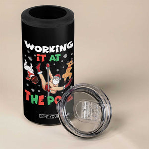 Funny Christmas Naughty Santa 4 in 1 Can Cooler Tumbler Working It At The Pole TS11 Print Your Wear