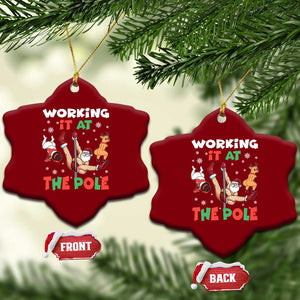 Funny Christmas Naughty Santa Ceramic Ornament Working It At The Pole TS11 Print Your Wear