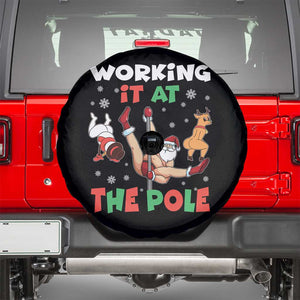 Funny Christmas Naughty Santa Spare Tire Cover Working It At The Pole TS11 Black Print Your Wear