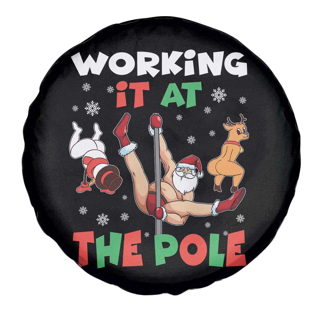 Funny Christmas Naughty Santa Spare Tire Cover Working It At The Pole TS11 Print Your Wear