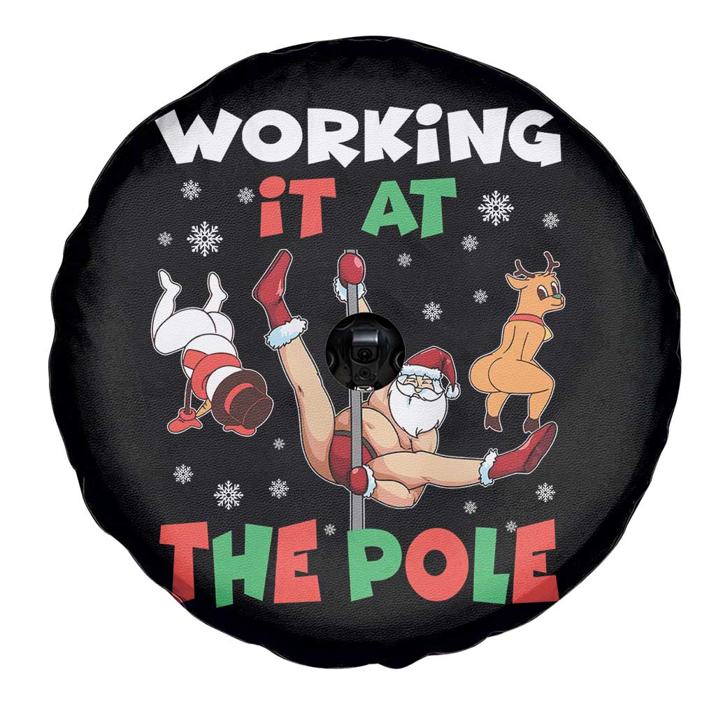 Funny Christmas Naughty Santa Spare Tire Cover Working It At The Pole TS11 Print Your Wear
