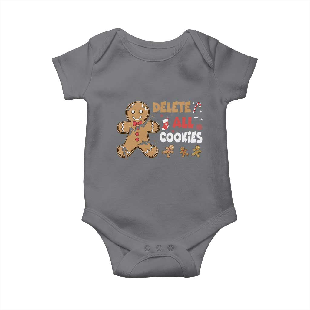 Funny Christmas Delete All Cookies Baby Onesie Xmas Gingerbread TS11 Charcoal Print Your Wear