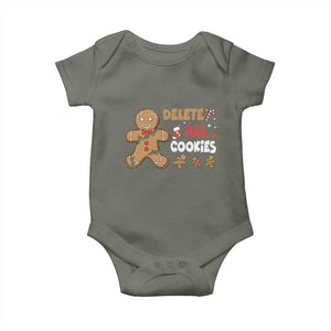 Funny Christmas Delete All Cookies Baby Onesie Xmas Gingerbread TS11 Military Green Print Your Wear