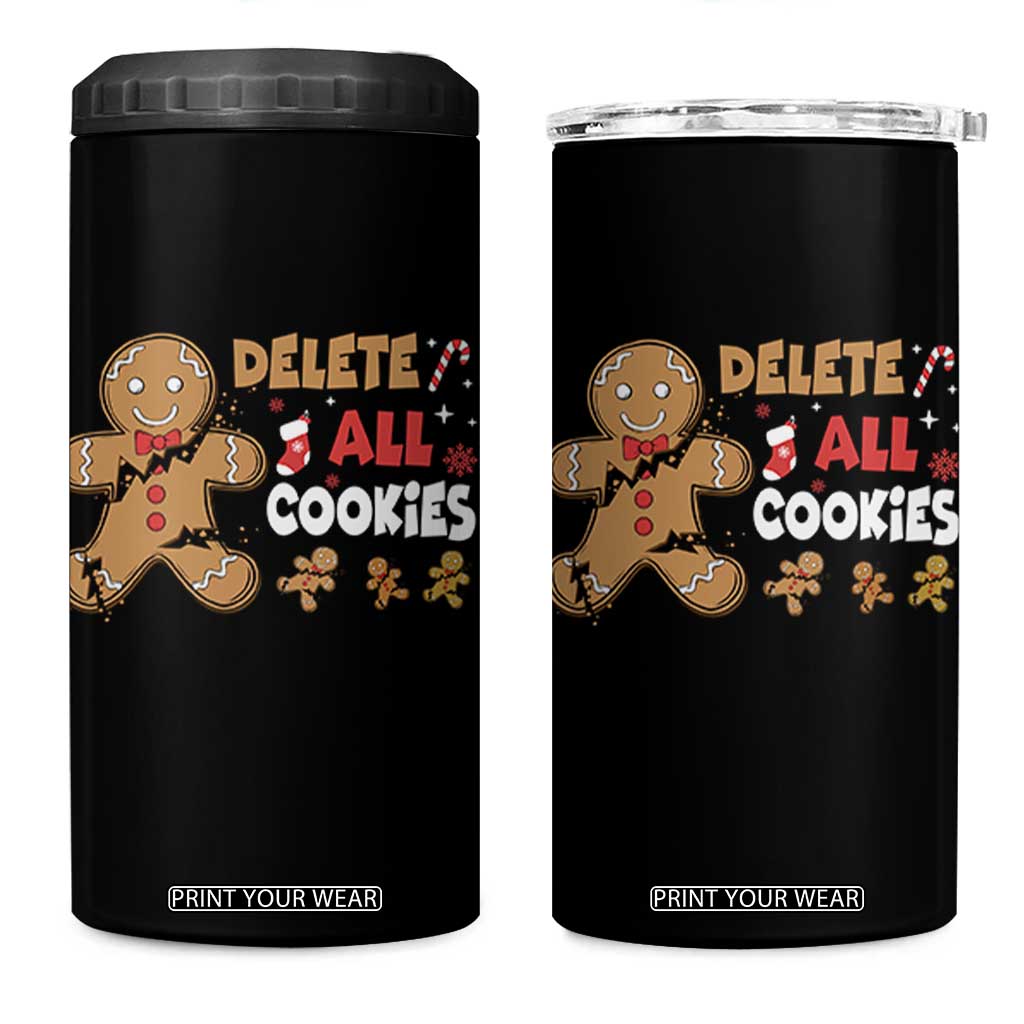 Funny Christmas Delete All Cookies 4 in 1 Can Cooler Tumbler Xmas Gingerbread TS11 One Size: 16 oz Black Print Your Wear