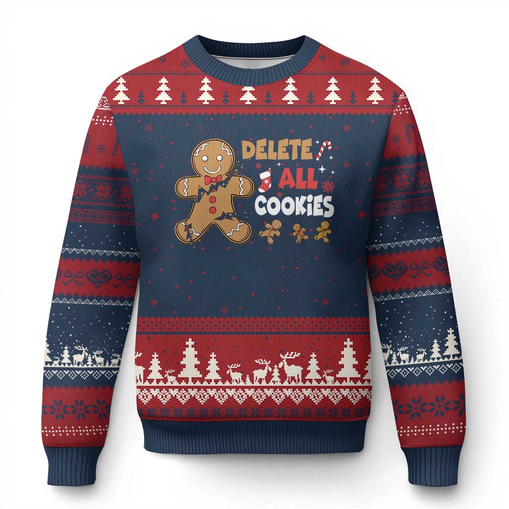 Funny Xmas Delete All Cookies Ugly Christmas Sweater Xmas Gingerbread TS11 Navy Red Print Your Wear