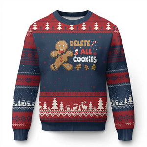 Funny Xmas Delete All Cookies Ugly Christmas Sweater Xmas Gingerbread TS11 Navy Red Print Your Wear