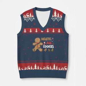 Funny Xmas Delete All Cookies V-Neck Knit Sweater Vest Xmas Gingerbread TS11 Navy Red Print Your Wear