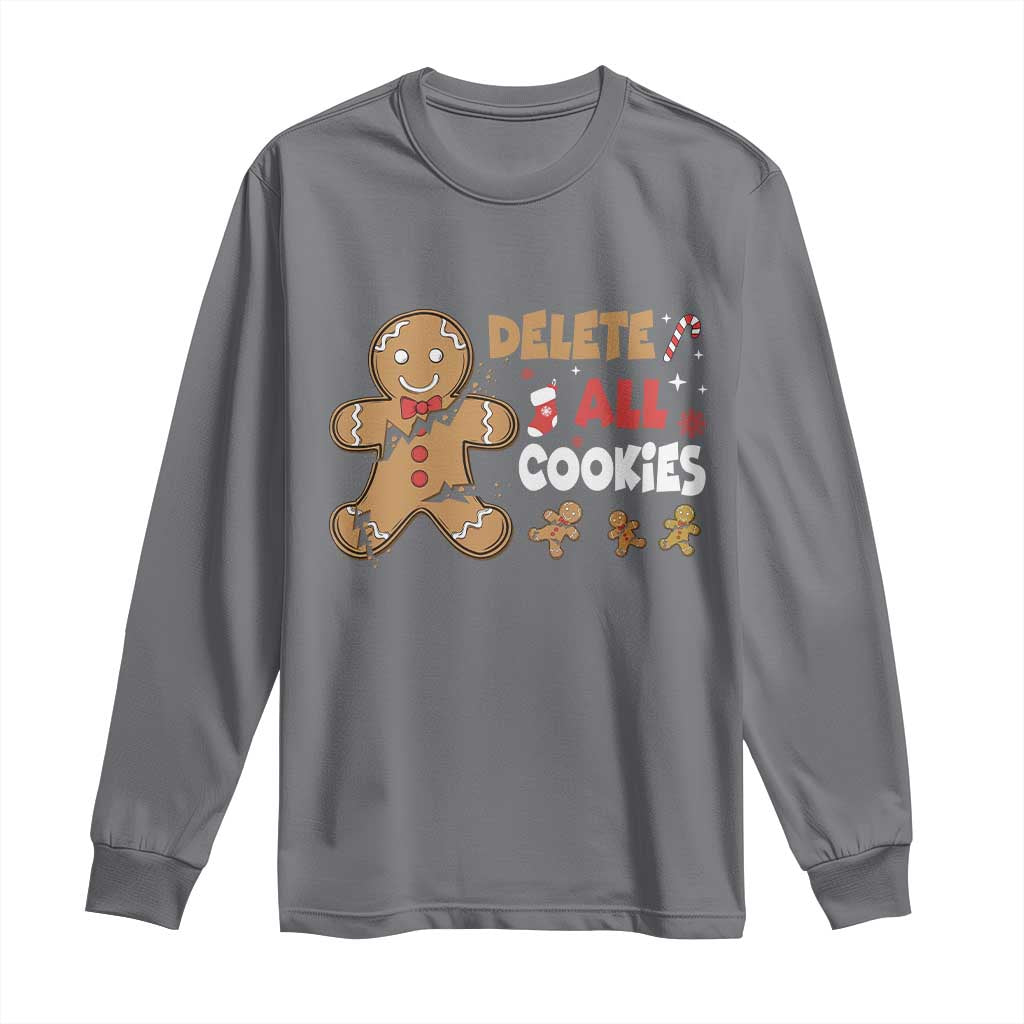Funny Christmas Delete All Cookies Long Sleeve Shirt Xmas Gingerbread TS11 Charcoal Print Your Wear