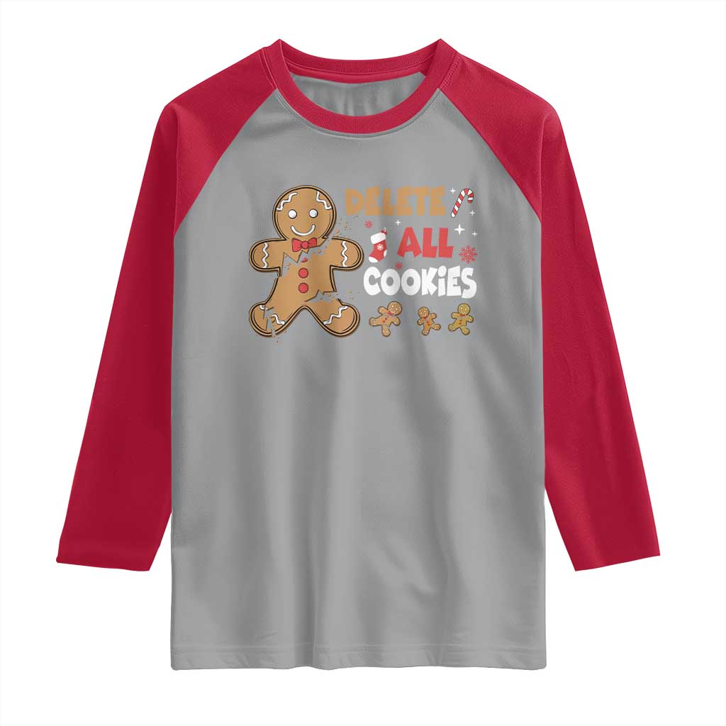 Funny Christmas Delete All Cookies Raglan Shirt Xmas Gingerbread TS11 Sport Gray Red Print Your Wear