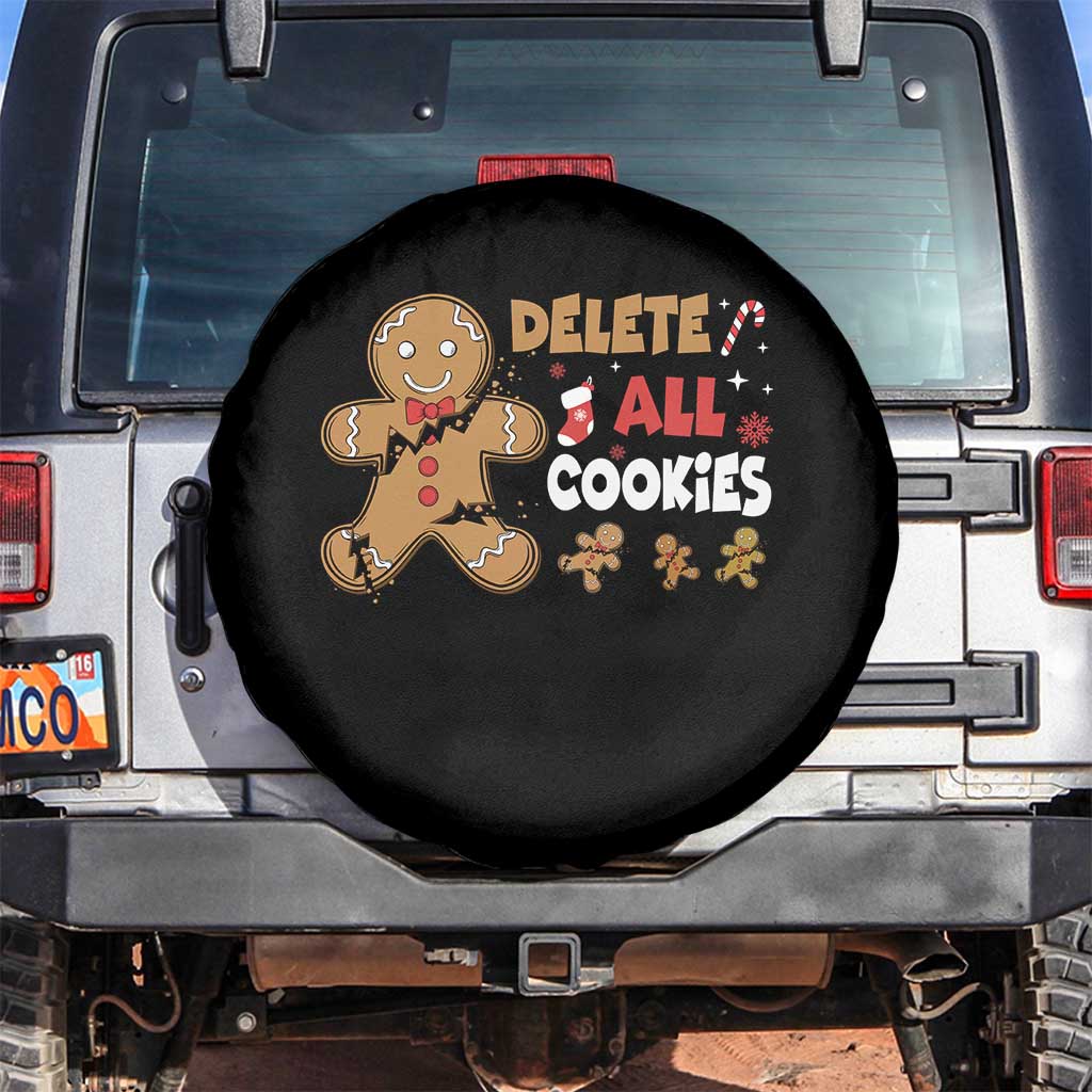 Funny Christmas Delete All Cookies Spare Tire Cover Xmas Gingerbread TS11 No hole Black Print Your Wear