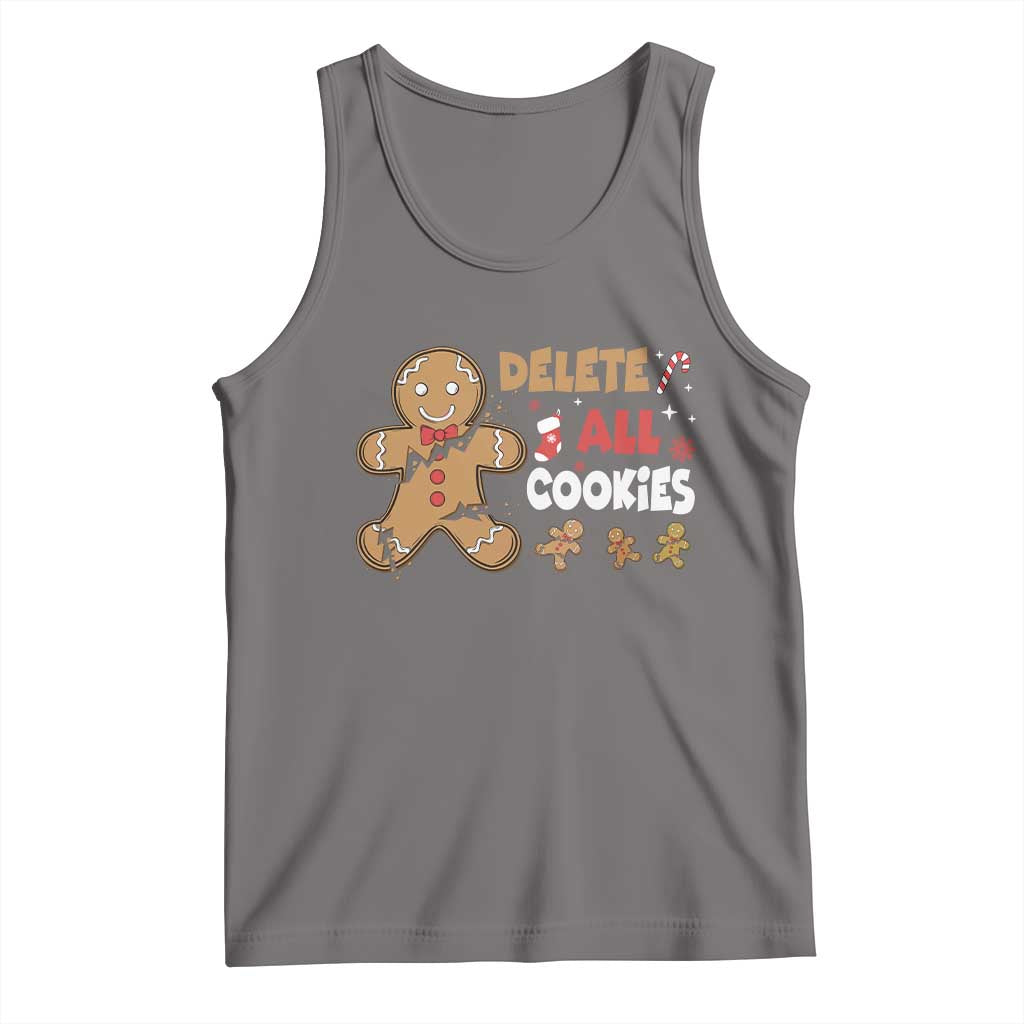 Funny Christmas Delete All Cookies Tank Top Xmas Gingerbread TS11 Deep Heather Print Your Wear