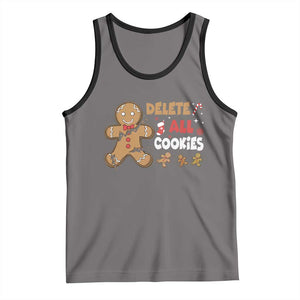 Funny Christmas Delete All Cookies Tank Top Xmas Gingerbread TS11 Deep Heather Black Print Your Wear