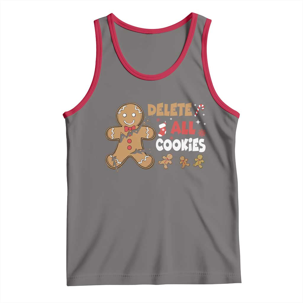 Funny Christmas Delete All Cookies Tank Top Xmas Gingerbread TS11 Deep Heather Red Print Your Wear