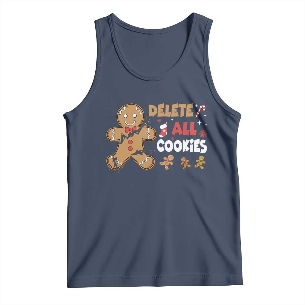 Funny Christmas Delete All Cookies Tank Top Xmas Gingerbread TS11 Navy Print Your Wear