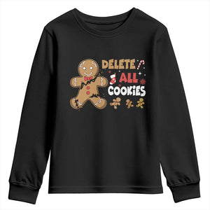 Funny Christmas Delete All Cookies Youth Sweatshirt Xmas Gingerbread - Print Your Wear