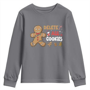 Funny Christmas Delete All Cookies Youth Sweatshirt Xmas Gingerbread - Print Your Wear