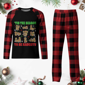 Funny Xmas Tis The Season To Be Naughty Plaid Pajama Set Xmas Adult Humor Gingerbread TS11 Buffalo Plaid Print Your Wear