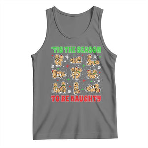 Funny Xmas Tis The Season To Be Naughty Tank Top Xmas Adult Humor Gingerbread TS11 Black Heather Print Your Wear