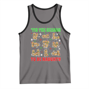 Funny Xmas Tis The Season To Be Naughty Tank Top Xmas Adult Humor Gingerbread TS11 Deep Heather Black Print Your Wear