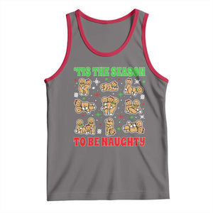 Funny Xmas Tis The Season To Be Naughty Tank Top Xmas Adult Humor Gingerbread TS11 Deep Heather Red Print Your Wear