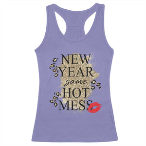 Funny New Year Same Hot Mess Racerback Tank Top New Year's Eve Resolutions Red Lips TS11 Violet Print Your Wear