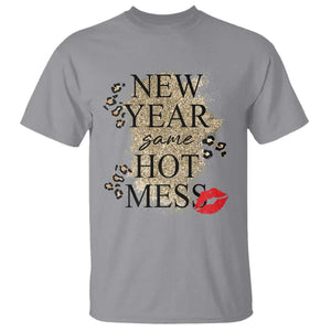 Funny New Year Same Hot Mess T Shirt New Year's Eve Resolutions Red Lips TS11 Sport Gray Print Your Wear