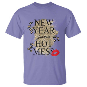 Funny New Year Same Hot Mess T Shirt New Year's Eve Resolutions Red Lips TS11 Violet Print Your Wear