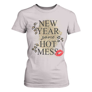 Funny New Year Same Hot Mess T Shirt For Women New Year's Eve Resolutions Red Lips TS11 Ice Gray Print Your Wear