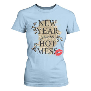 Funny New Year Same Hot Mess T Shirt For Women New Year's Eve Resolutions Red Lips TS11 Light Blue Print Your Wear