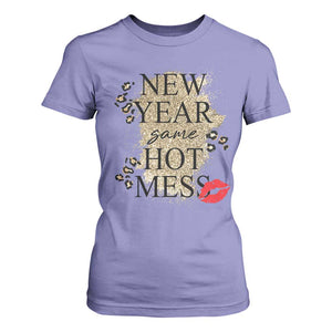 Funny New Year Same Hot Mess T Shirt For Women New Year's Eve Resolutions Red Lips TS11 Violet Print Your Wear
