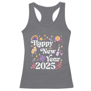 Happy New Year 2025 Racerback Tank Top Cute New Year's Eve Party TS11 Charcoal Print Your Wear