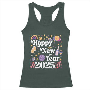 Happy New Year 2025 Racerback Tank Top Cute New Year's Eve Party TS11 Dark Forest Green Print Your Wear