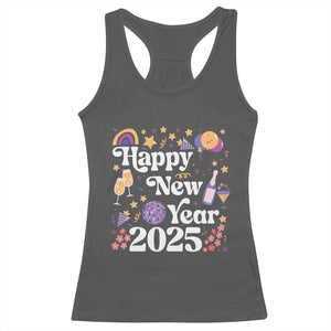 Happy New Year 2025 Racerback Tank Top Cute New Year's Eve Party TS11 Dark Heather Print Your Wear