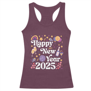 Happy New Year 2025 Racerback Tank Top Cute New Year's Eve Party TS11 Maroon Print Your Wear