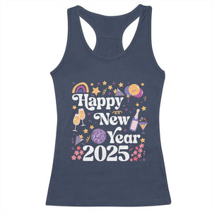 Happy New Year 2025 Racerback Tank Top Cute New Year's Eve Party TS11 Navy Print Your Wear