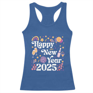 Happy New Year 2025 Racerback Tank Top Cute New Year's Eve Party TS11 Royal Blue Print Your Wear