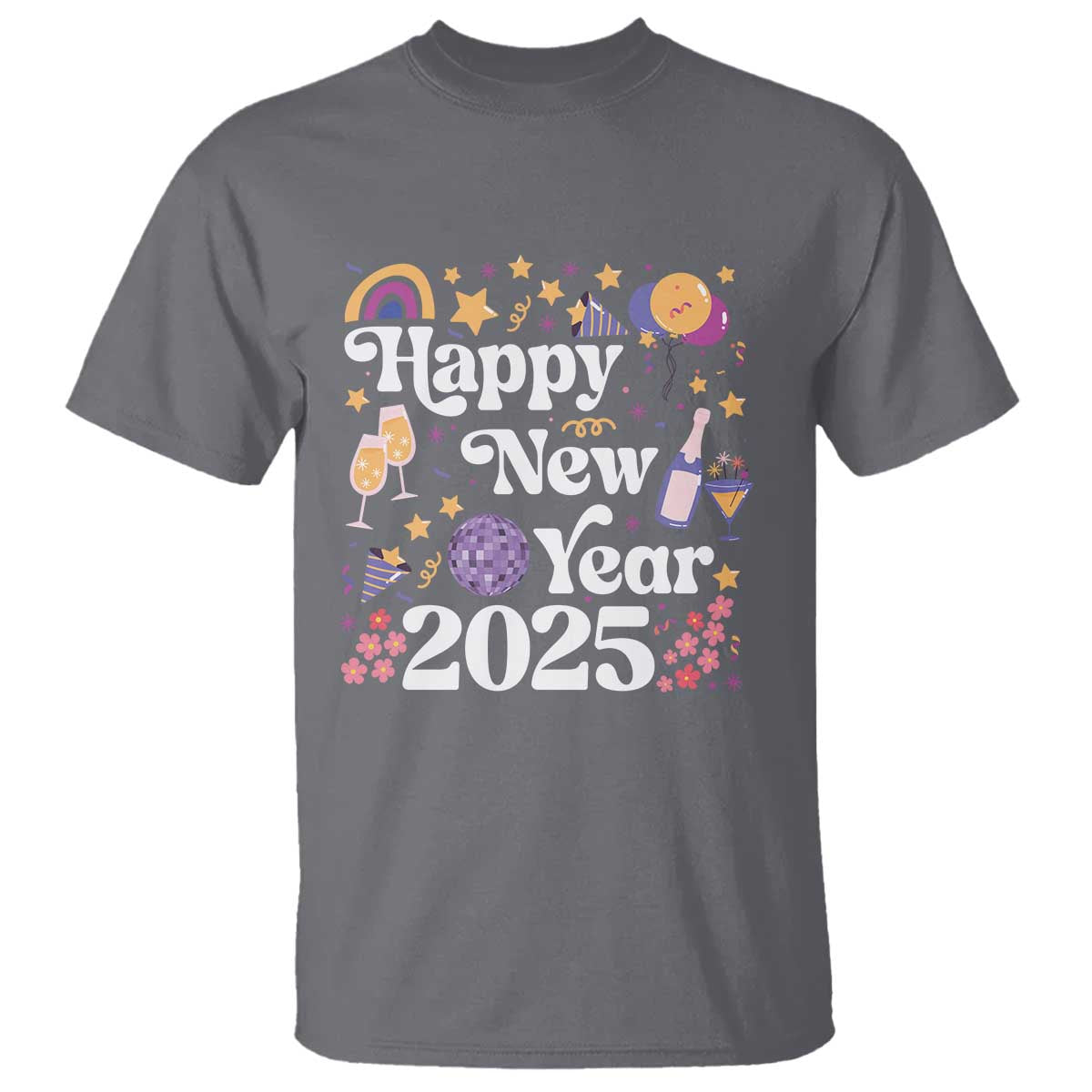 Happy New Year 2025 T Shirt Cute New Year's Eve Party TS11 Charcoal Print Your Wear