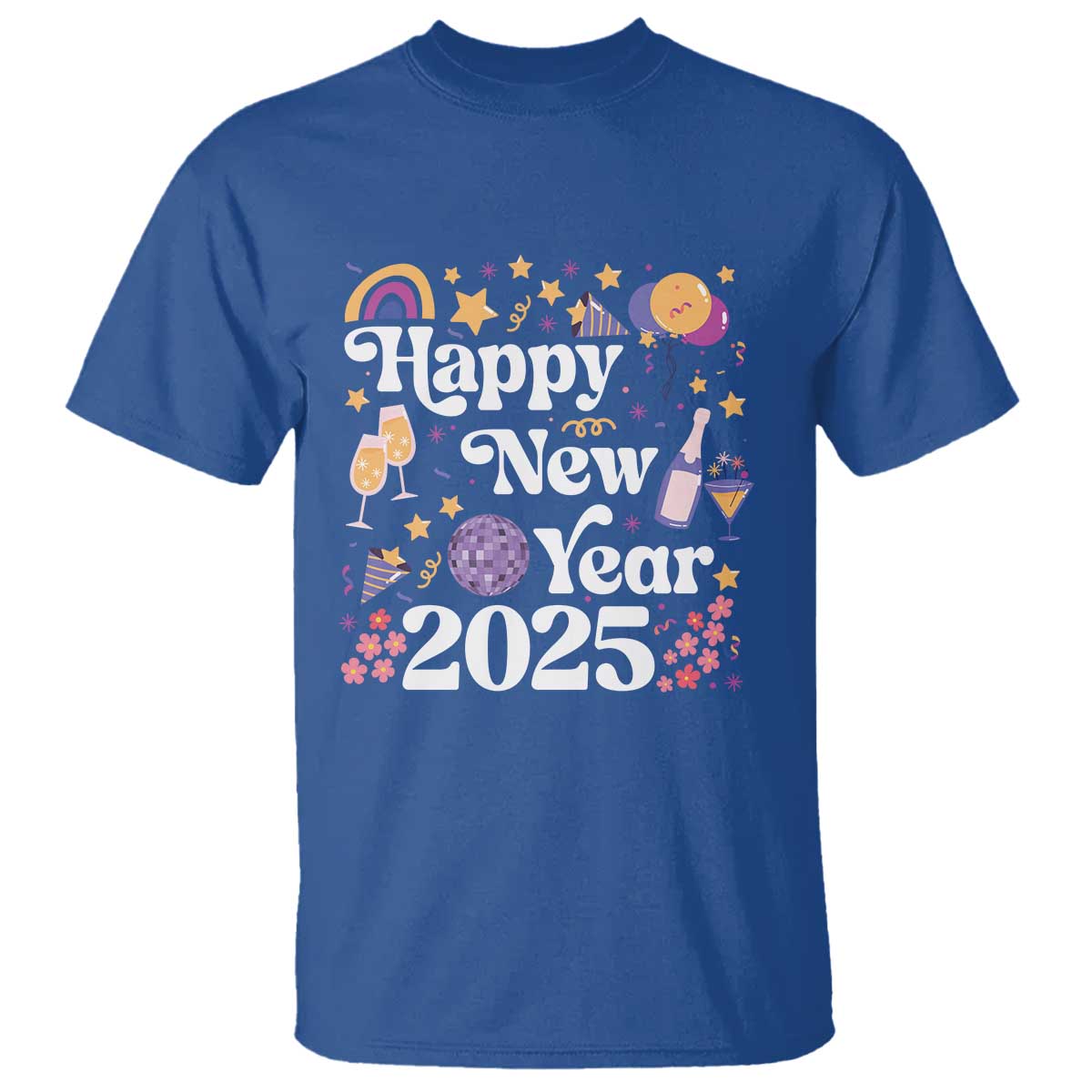 Happy New Year 2025 T Shirt Cute New Year's Eve Party TS11 Royal Blue Print Your Wear