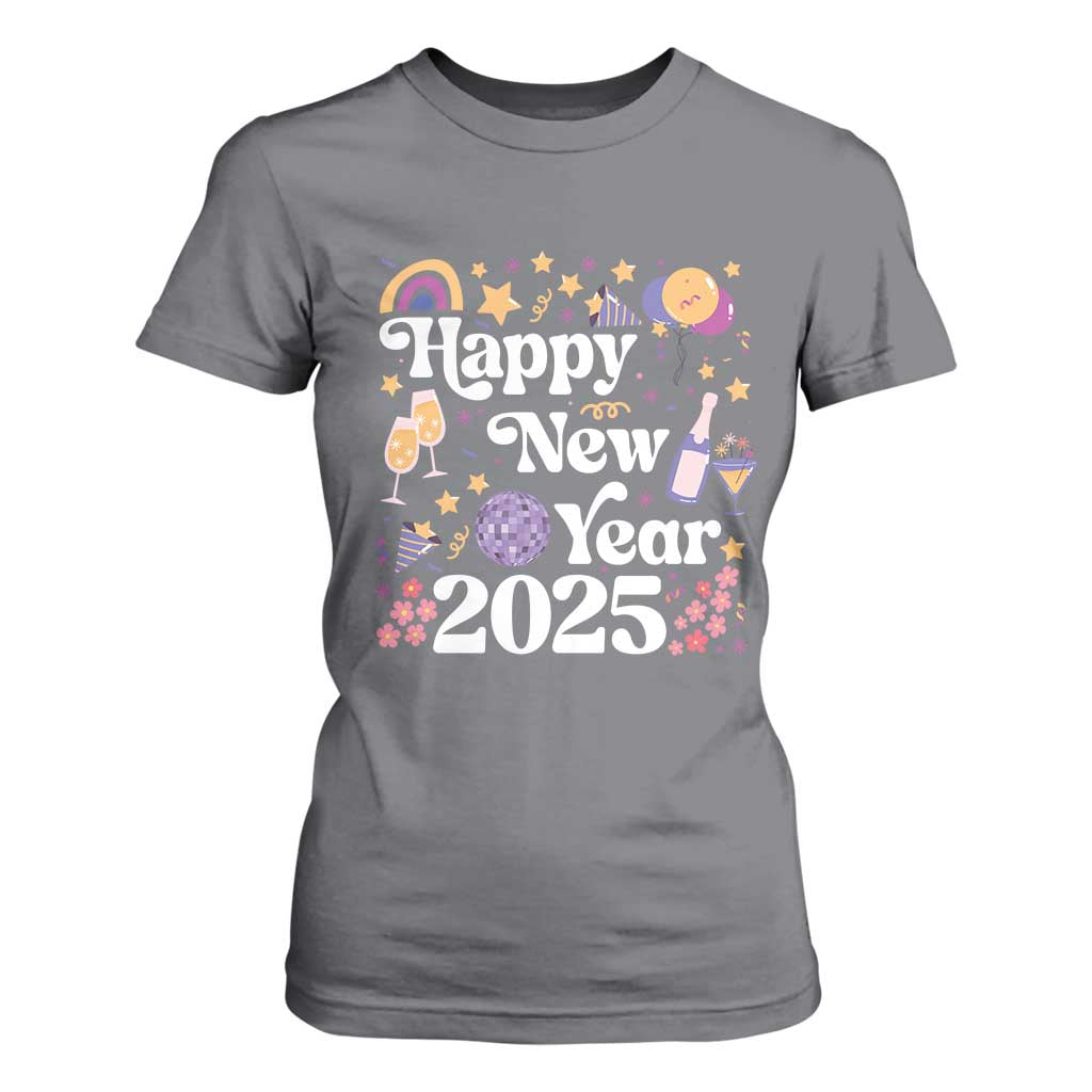 Happy New Year 2025 T Shirt For Women Cute New Year's Eve Party TS11 Charcoal Print Your Wear